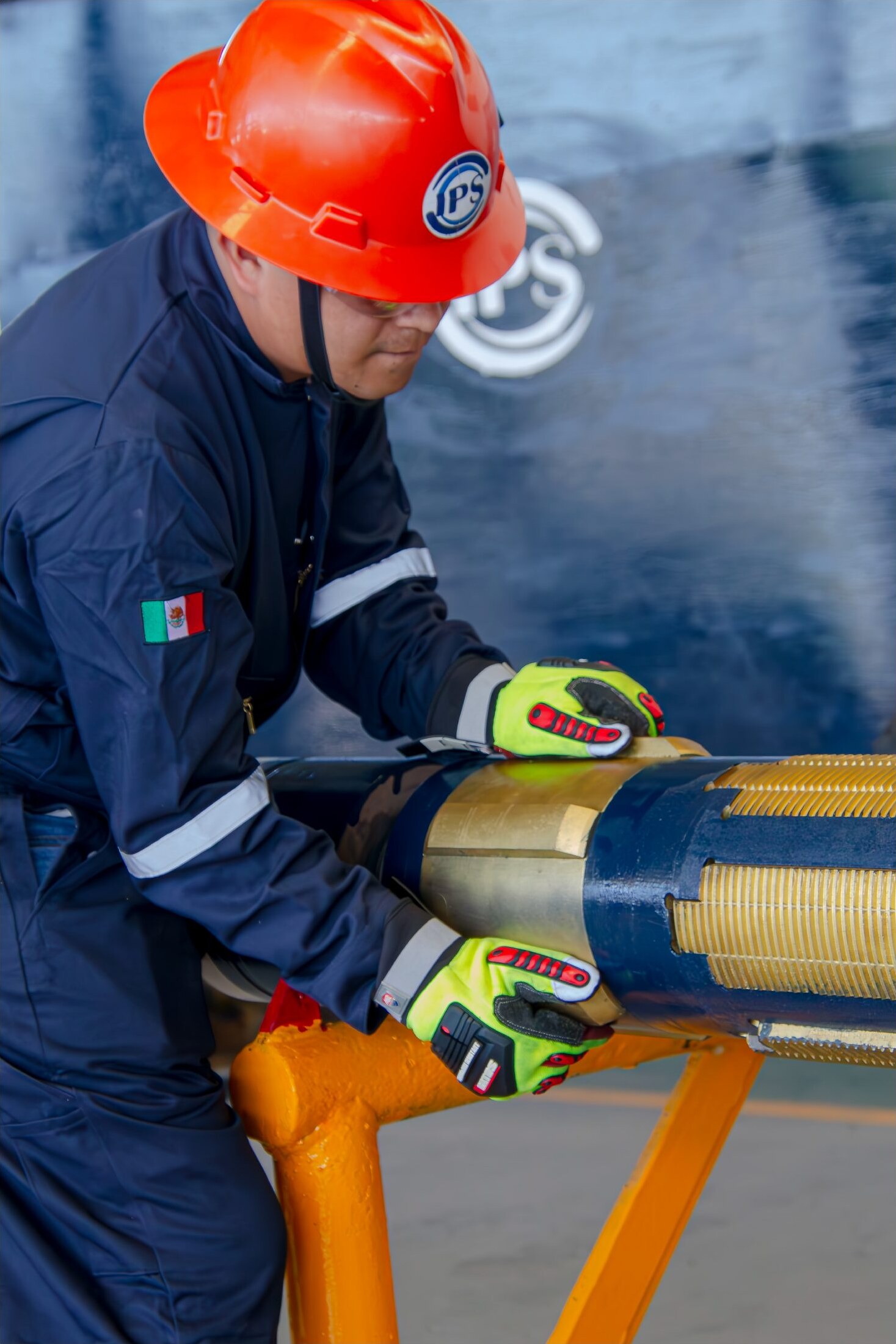Technician working on a production packer