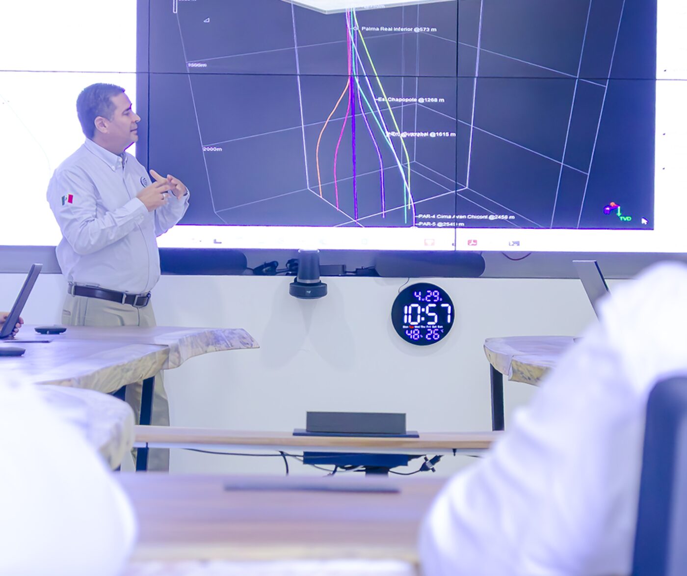 Engineer presenting a directional trajectory model